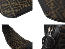 画像をギャラリービューアに読み込む, FENDI フェンディ ズッカ柄 ワンショルダーバッグ ハンドバッグ FF キャンバス レザー ブラウン ブラック ブラックメタル 美品 中古 4b001852