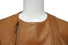 画像をギャラリービューアに読み込む, ChristianDior クリスチャンディオール ガリアーノ期 ジップアップ ノーカラージャケット ゴートレザー キャメル 36 美品 中古 4b001861