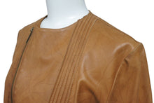 画像をギャラリービューアに読み込む, ChristianDior クリスチャンディオール ガリアーノ期 ジップアップ ノーカラージャケット ゴートレザー キャメル 36 美品 中古 4b001861