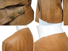 画像をギャラリービューアに読み込む, ChristianDior クリスチャンディオール ガリアーノ期 ジップアップ ノーカラージャケット ゴートレザー キャメル 36 美品 中古 4b001861