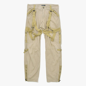 DOLCE&GABBANA ドルチェアンドガッバーナ パラシュート ボンテージカーゴパンツ VP29T U6CB コットン ベージュ ブラックメタル金具 サイズ48 美品 中古 4a001868