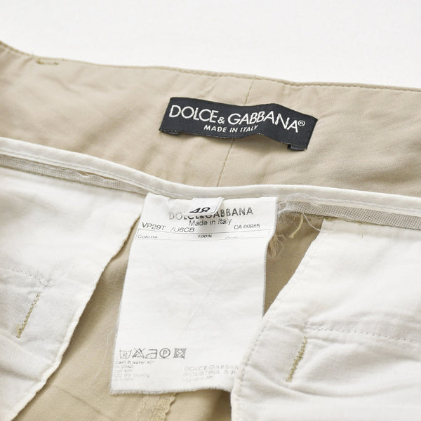 DOLCE&GABBANA ドルチェアンドガッバーナ パラシュート ボンテージカーゴパンツ VP29T U6CB コットン ベージュ ブラックメタル金具 サイズ48 美品 中古 4a001868