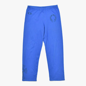 CHROME HEARTS クロムハーツ ワイドスウェットパンツ サイズL CHクロス CHロゴ ホースシュー ブルー ブラック コットン 美品 中古 4a001869