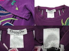 画像をギャラリービューアに読み込む, Christian Dior クリスチャンディオール 半袖Tシャツ 3H16155021 サイズ42 シニール 刺繍 パープル マルチカラー 良品 中古 4b001881