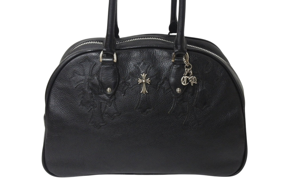 CHROME HEARTS クロムハーツ 現行型 ジムバッグ メンズ M セメタリークロスパッチ 14パッチ スモールCHクロス ブラック 美品 中古 4b001883