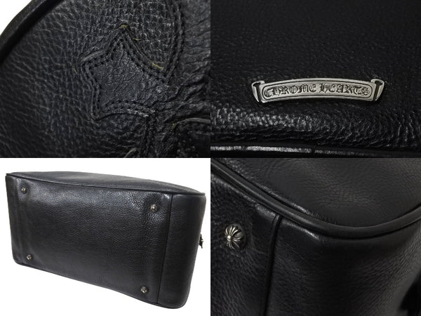 CHROME HEARTS Current Gym Bag Men's M Cemetery Cross Patch 14 Patches Small CH Cross Black Good Condition Used 4b001883