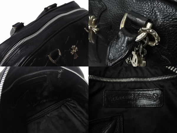CHROME HEARTS Current Gym Bag Men's M Cemetery Cross Patch 14 Patches Small CH Cross Black Good Condition Used 4b001883