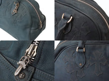 画像をギャラリービューアに読み込む, CHROME HEARTS クロムハーツ 現行型 ジムバッグ ミデュアム セメタリークロスパッチ 14パッチ ヌバック ブルー系 美品 中古 4b001884