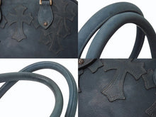 画像をギャラリービューアに読み込む, CHROME HEARTS クロムハーツ 現行型 ジムバッグ ミデュアム セメタリークロスパッチ 14パッチ ヌバック ブルー系 美品 中古 4b001884