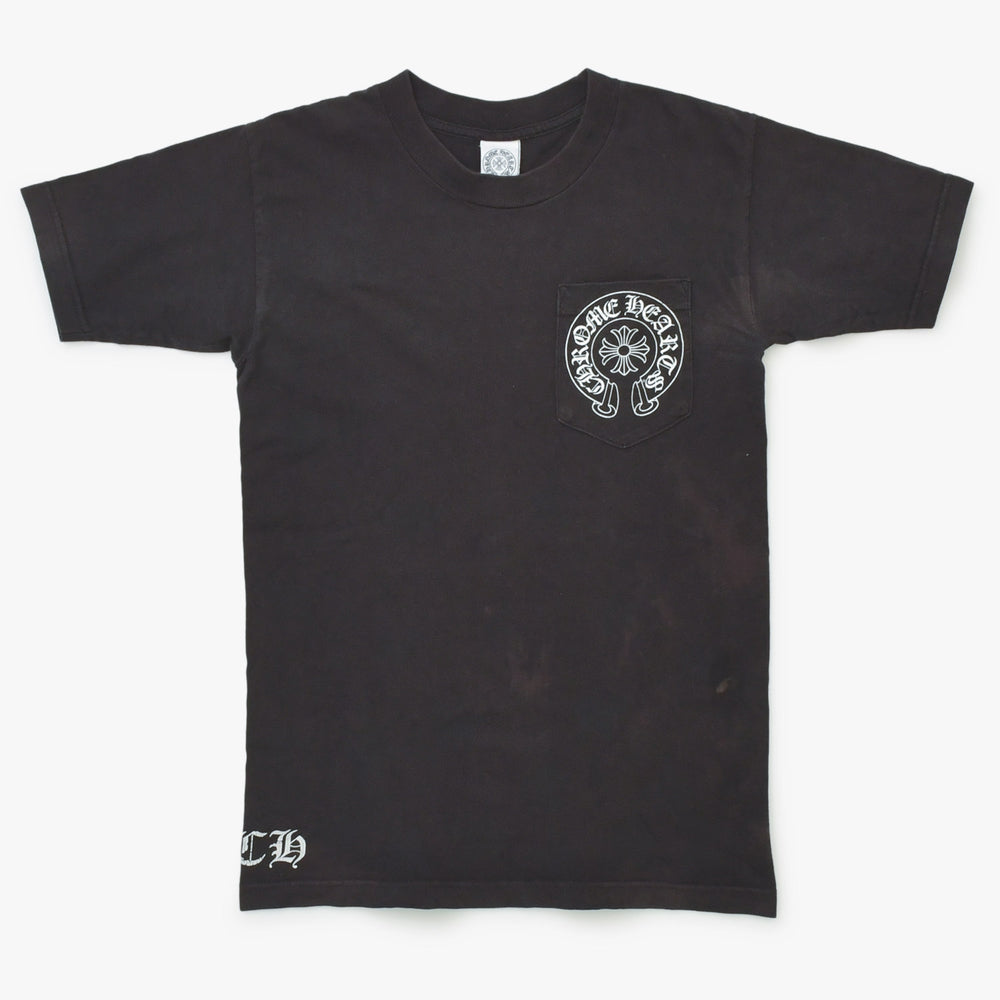 CHROME HEARTS クロムハーツ 半袖Tシャツ サイズS オールドモデル ホースシュー スクロールラベルロゴ ブラック 良品 中古 4a001886