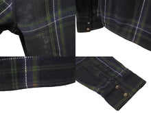 画像をギャラリービューアに読み込む, CHROME HEARTS クロムハーツ LOOSE END 長袖シャツ サイズL チェック柄 クロスボールボタン CHクロスレザーパッチ チャコール系 美品 中古 4b001886