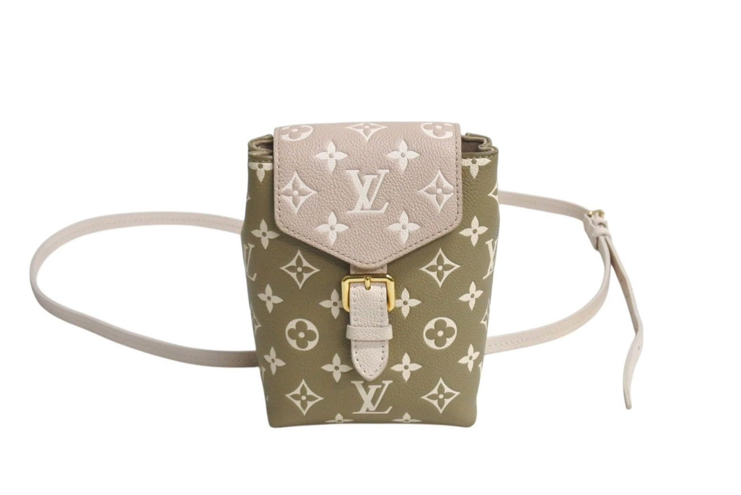 LOUIS VUITTON ルイヴィトン タイニーバックパック リュック M81351 モノグラムアンプラント カーキ ベージュ 美品 中古 4c071421