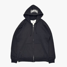 Load image into Gallery viewer, CHROME HEARTS クロムハーツ オールド スクロールラベル ロゴ サーマル ダガー ジップアップ フーディー サイズS ブラック ホワイト コットン シルバー金具 美品 中古 4b011920