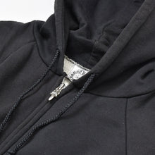 Load image into Gallery viewer, CHROME HEARTS クロムハーツ オールド スクロールラベル ロゴ サーマル ダガー ジップアップ フーディー サイズS ブラック ホワイト コットン シルバー金具 美品 中古 4b011920