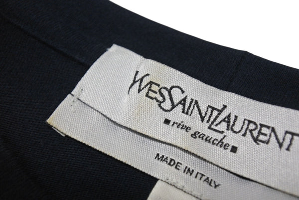 YVES SAINT LAURENT イヴサンローラン 半袖Ｔシャツ カサンドラロゴ ネイビー ブラック コットン サイズS 美品 中古 4b001946