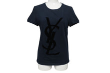 Load image into Gallery viewer, YVES SAINT LAURENT イヴサンローラン 半袖Ｔシャツ カサンドラロゴ ネイビー ブラック コットン サイズS 美品 中古 4b001946