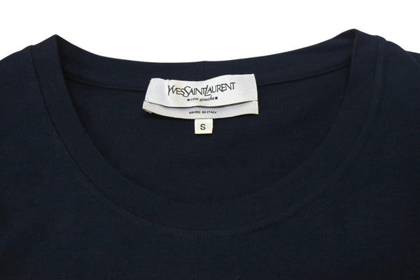 YVES SAINT LAURENT イヴサンローラン 半袖Ｔシャツ カサンドラロゴ ネイビー ブラック コットン サイズS 美品 中古 4b001946
