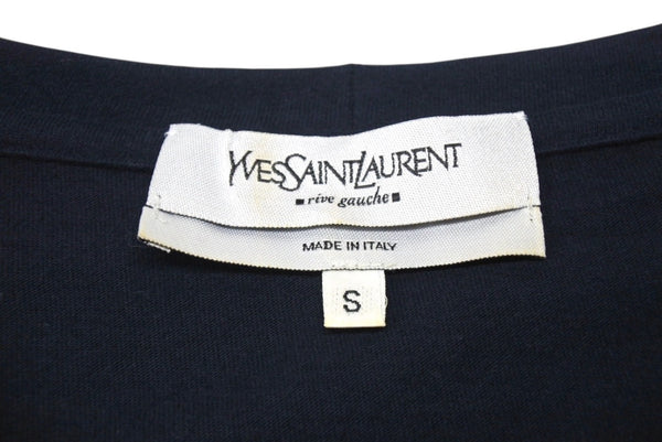 YVES SAINT LAURENT イヴサンローラン 半袖Ｔシャツ カサンドラロゴ ネイビー ブラック コットン サイズS 美品 中古 4b001946