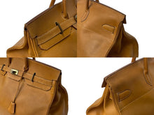 Load image into Gallery viewer, HERMES エルメス ハンドバッグ オータクロア50 ナチュラル ヴァッシュ ブロンズ金具 ○N刻印 中古 4b001949