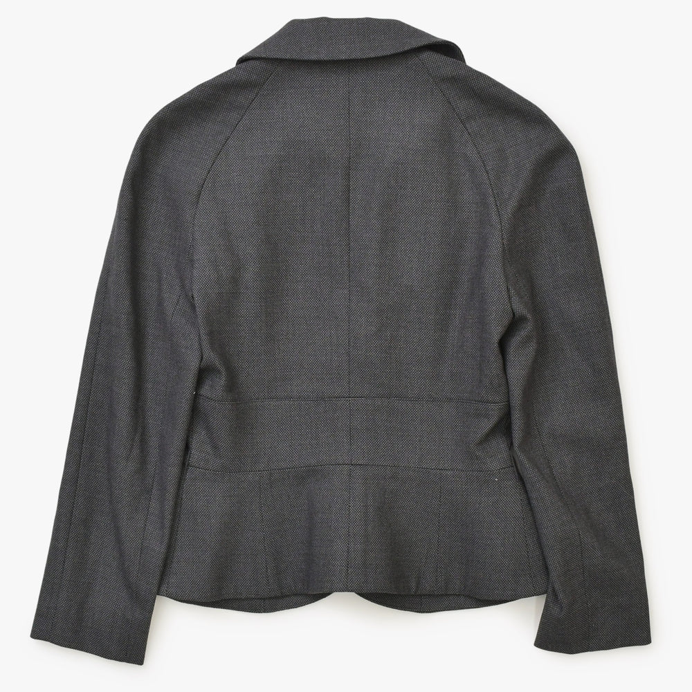 極美品 Christian Dior クリスチャンディオール ウエストシェイプジャケット バージャケット 丸襟 ブラック アウター 中古 4a001952