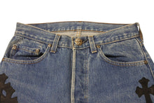 画像をギャラリービューアに読み込む, 極美品 CHROME HEARTS クロムハーツ LEVI'S 505 U VNTG JEAN クロスパッチデニムパンツ インディゴブルー サイズ27 中古 4b001965