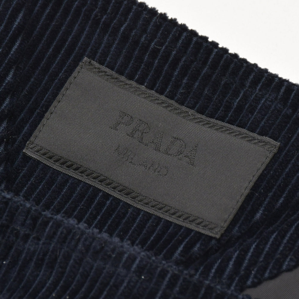 Very Good Condition PRADA Corduroy Overalls Corduroy Fabric Navy Triangle Logo Shoulder Strap Overalls 50 Size Used 4a001966
