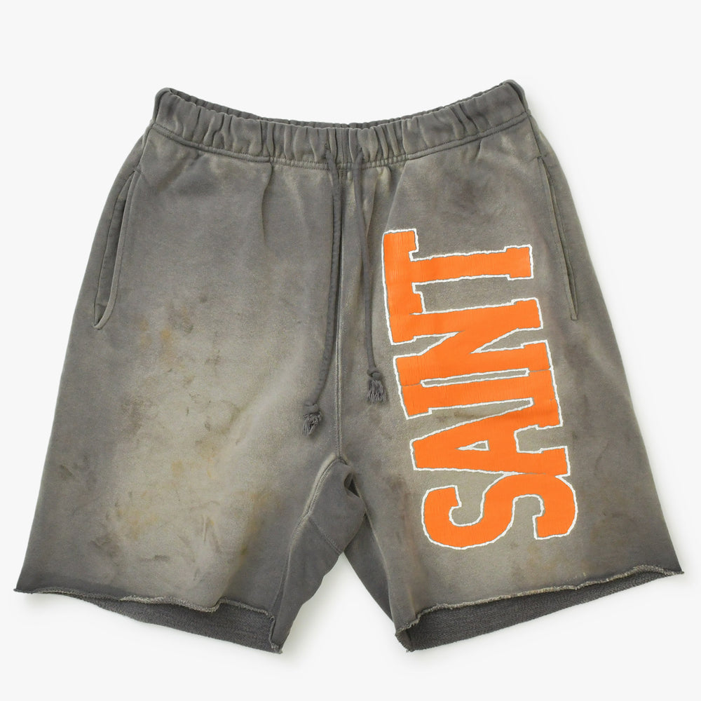 新品未使用 SAINT Mxxxxxx セントマイケル SAINT SWEAT SHORTS ショーツ ハーフパンツ チャコール ヴィンテージ加工 中古 4a001971