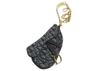 画像をギャラリービューアに読み込む, Christian Dior クリスチャンディオール サドルバッグ ハンドバッグ MU0060 トロッター ネイビー ヴィンテージ ゴールド金具 美品 中古 4c071405