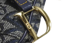 画像をギャラリービューアに読み込む, Christian Dior クリスチャンディオール サドルバッグ ハンドバッグ MU0060 トロッター ネイビー ヴィンテージ ゴールド金具 美品 中古 4c071405