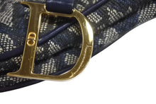 画像をギャラリービューアに読み込む, Christian Dior クリスチャンディオール サドルバッグ ハンドバッグ MU0060 トロッター ネイビー ヴィンテージ ゴールド金具 美品 中古 4c071405