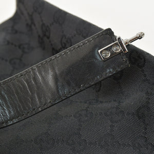 Very Good Condition GUCCI One Shoulder Hobo Handbag 110291 204991 GG Canvas Black Used 4a002006