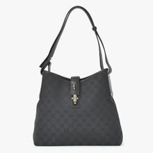 Load image into Gallery viewer, 極美品 GUCCI グッチ ワンショルダー ホーボー ハンドバッグ 110291 204991 GG キャンバス ブラック 中古 4a002006