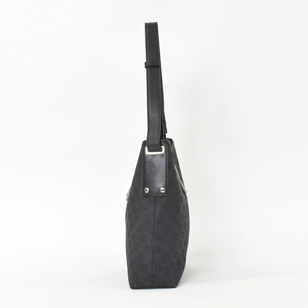 極美品 GUCCI グッチ ワンショルダー ホーボー ハンドバッグ 110291 204991 GG キャンバス ブラック 中古 4a002006