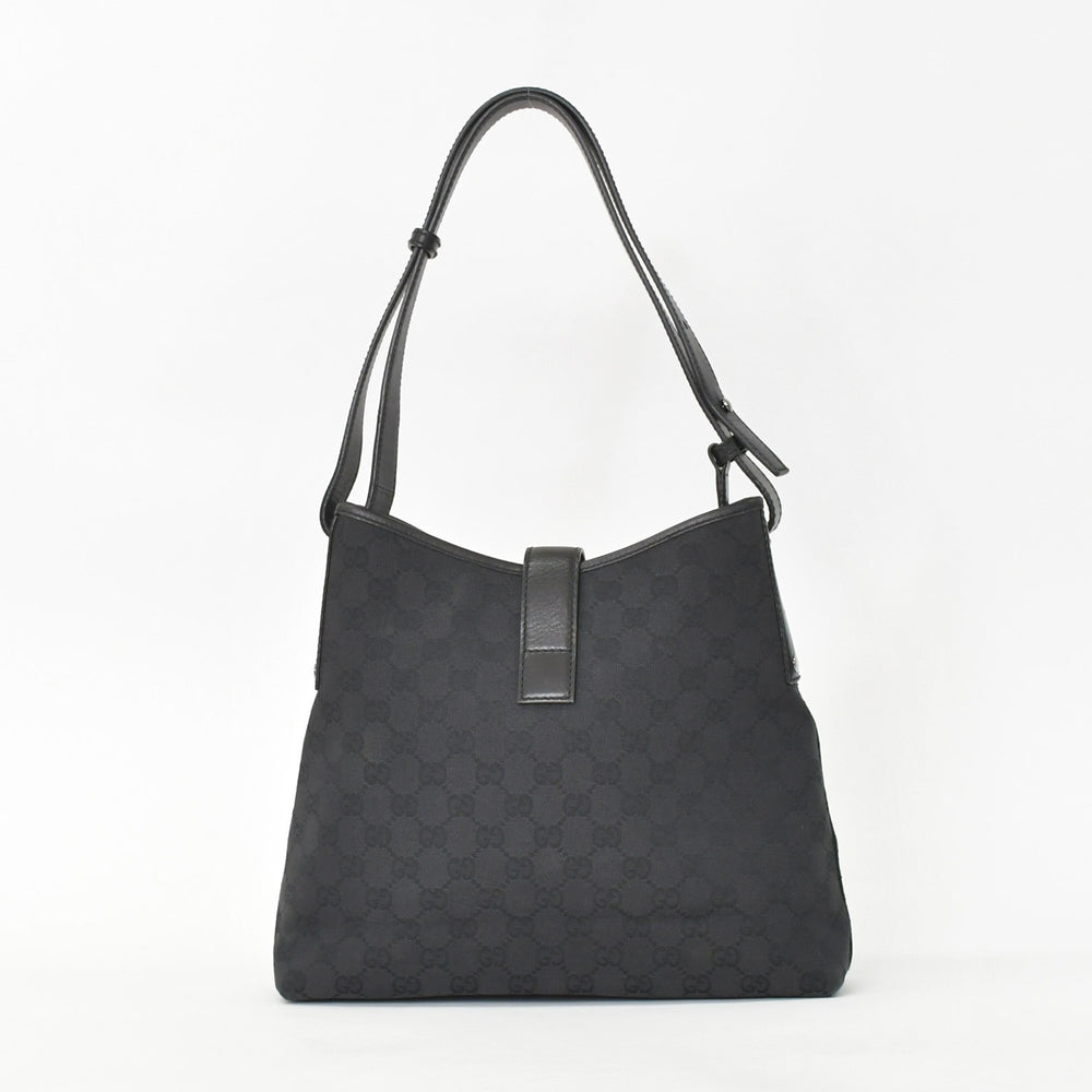 極美品 GUCCI グッチ ワンショルダー ホーボー ハンドバッグ 110291 204991 GG キャンバス ブラック 中古 4a002006