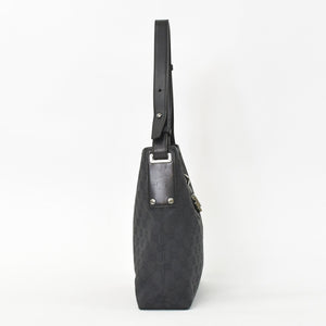 Very Good Condition GUCCI One Shoulder Hobo Handbag 110291 204991 GG Canvas Black Used 4a002006