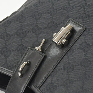 Very Good Condition GUCCI One Shoulder Hobo Handbag 110291 204991 GG Canvas Black Used 4a002006