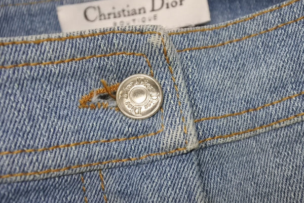 Christian Dior クリスチャンディオール デニムパンツ 5A12044011 ガリアーノ期 コットン ポリウレタン ブルー マルチカラー 美品 中古 4b002007
