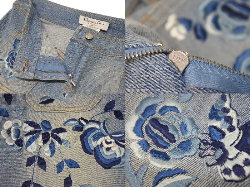 Christian Dior クリスチャンディオール デニムパンツ 5A12044011 ガリアーノ期 コットン ポリウレタン ブルー マルチカラー 美品 中古 4b002007