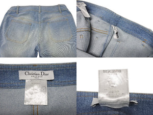 Christian Dior クリスチャンディオール デニムパンツ 5A12044011 ガリアーノ期 コットン ポリウレタン ブルー マルチカラー 美品 中古 4b002007