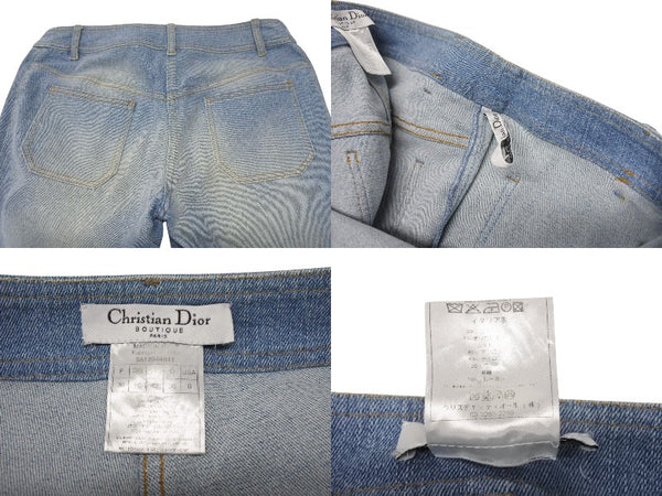 Christian Dior クリスチャンディオール デニムパンツ 5A12044011 ガリアーノ期 コットン ポリウレタン ブルー マルチカラー 美品 中古 4b002007