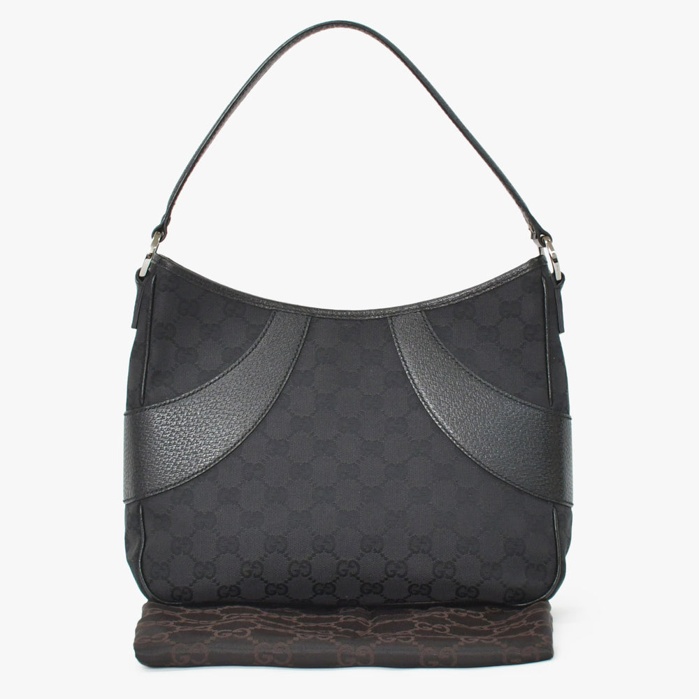 極美品 GUCCI グッチ GGキャンバス ショルダーバッグ ワンショルダーバッグ 肩掛け レザー ブラック 113012 中古 4a002014