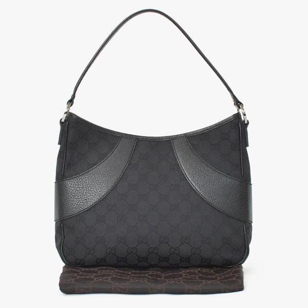 極美品 GUCCI グッチ GGキャンバス ショルダーバッグ ワンショルダーバッグ 肩掛け レザー ブラック 113012 中古 4a002014