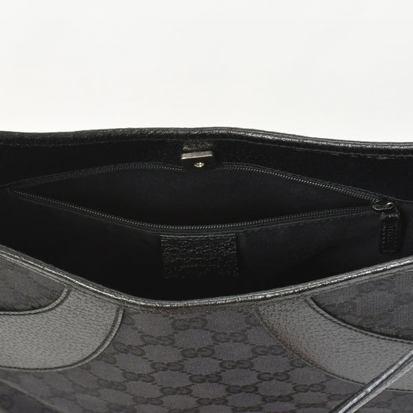 極美品 GUCCI グッチ GGキャンバス ショルダーバッグ ワンショルダーバッグ 肩掛け レザー ブラック 113012 中古 4a002014