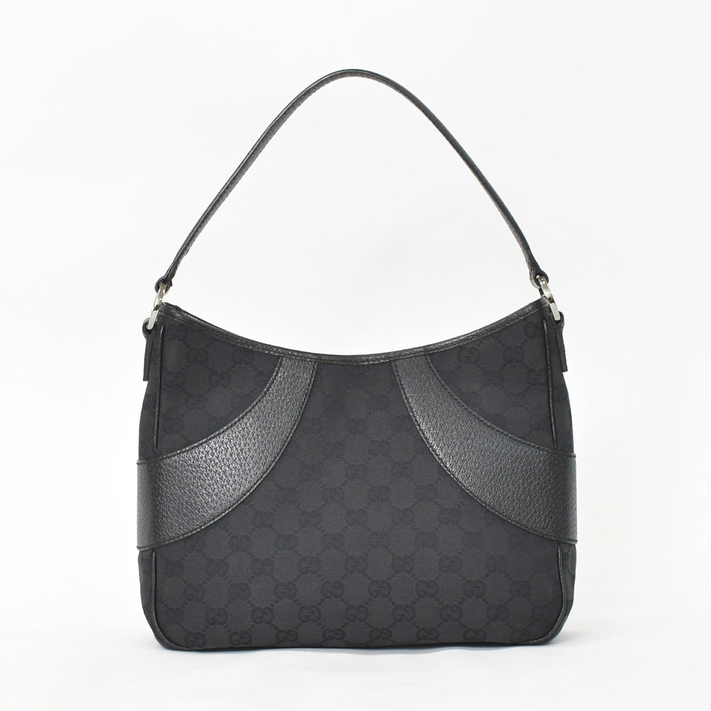 極美品 GUCCI グッチ GGキャンバス ショルダーバッグ ワンショルダーバッグ 肩掛け レザー ブラック 113012 中古 4a002014