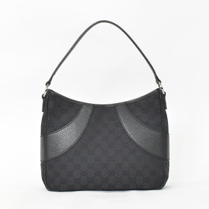 極美品 GUCCI グッチ GGキャンバス ショルダーバッグ ワンショルダーバッグ 肩掛け レザー ブラック 113012 中古 4a002014