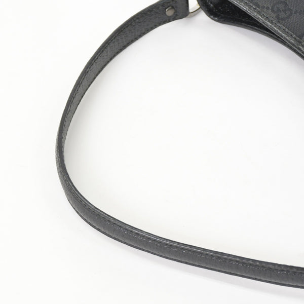 極美品 GUCCI グッチ GGキャンバス ショルダーバッグ ワンショルダーバッグ 肩掛け レザー ブラック 113012 中古 4a002014