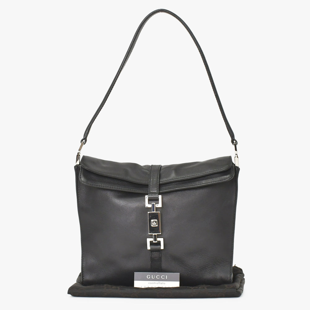 極美品 GUCCI グッチ ショルダーバッグ レザー ジャッキー ワンショルダー ヴィンテージ ブラック 0013734 中古 4a002045