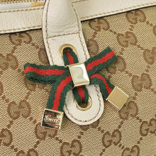 画像をギャラリービューアに読み込む, GUCCI グッチ ハンドバッグ 177052 GGキャンバス シェリーライン レザー ベージュ ゴールド金具 美品 中古 4a002055