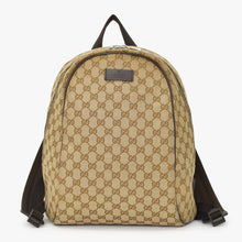Load image into Gallery viewer, GUCCI グッチ GGキャンバスバックパック リュック ブラウン ベージュ 刻印入りレザー 449906 213048 GGパターン 美品 中古 4a002071