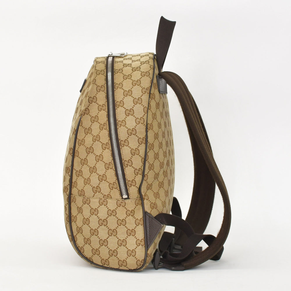 GUCCI グッチ GGキャンバスバックパック リュック ブラウン ベージュ 刻印入りレザー 449906 213048 GGパターン 美品 中古 4a002071